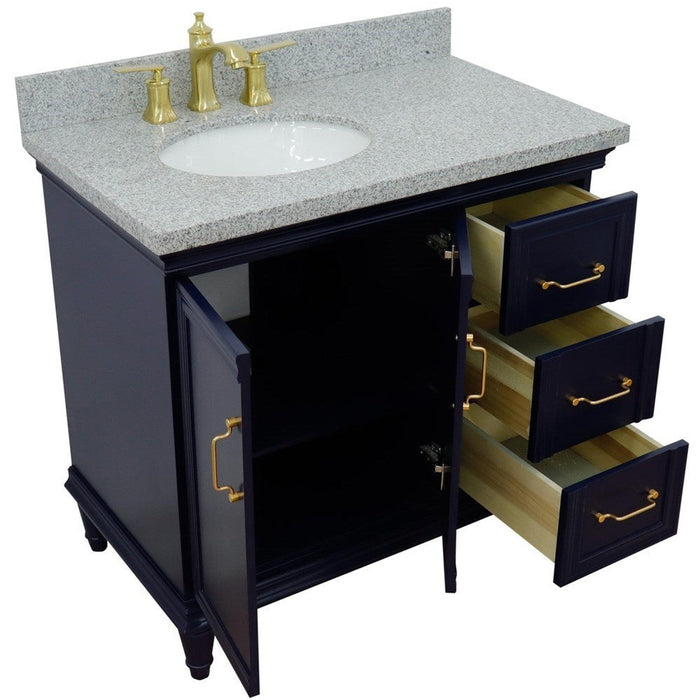 Bellaterra Home Forli 37" 2-Door 3-Drawer Blue Freestanding Vanity Set - Luxe Vanity & Tub