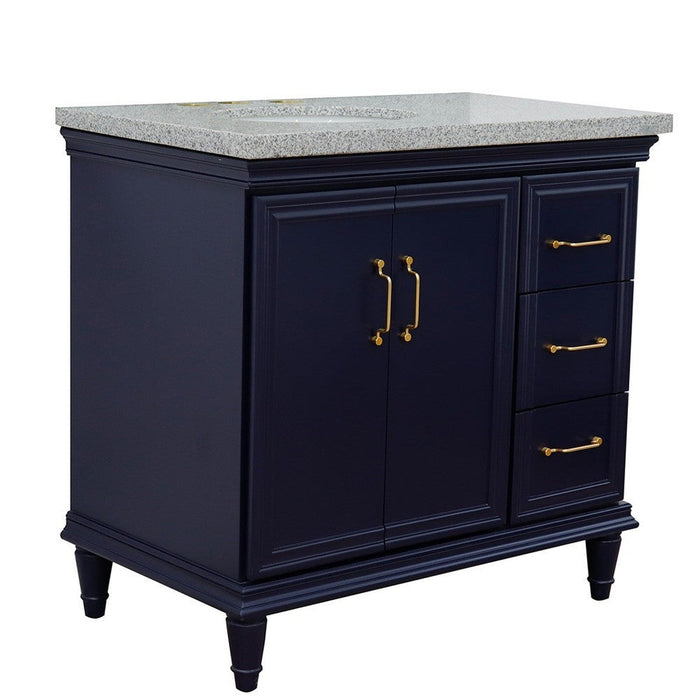 Bellaterra Home Forli 37" 2-Door 3-Drawer Blue Freestanding Vanity Set - Luxe Vanity & Tub