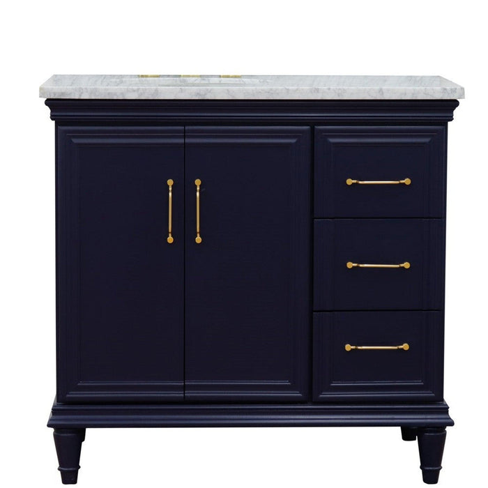 Bellaterra Home Forli 37" 2-Door 3-Drawer Blue Freestanding Vanity Set - Luxe Vanity & Tub