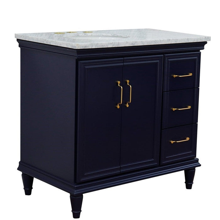 Bellaterra Home Forli 37" 2-Door 3-Drawer Blue Freestanding Vanity Set - Luxe Vanity & Tub