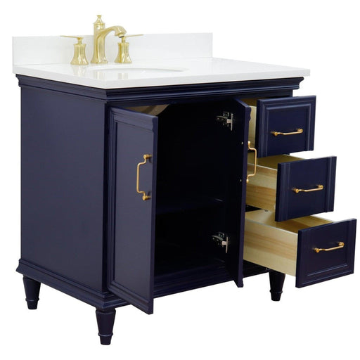 Bellaterra Home Forli 37" 2-Door 3-Drawer Blue Freestanding Vanity Set - Luxe Vanity & Tub