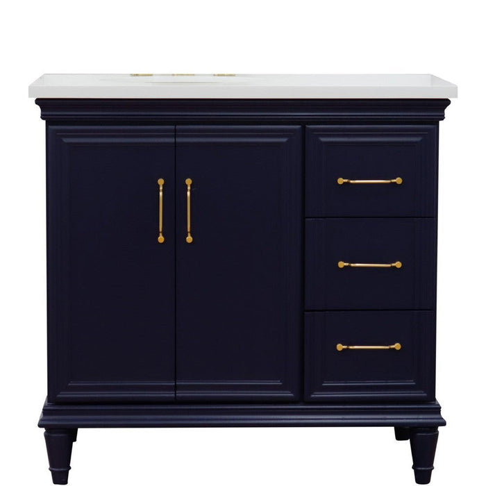 Bellaterra Home Forli 37" 2-Door 3-Drawer Blue Freestanding Vanity Set - Luxe Vanity & Tub