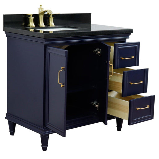 Bellaterra Home Forli 37" 2-Door 3-Drawer Blue Freestanding Vanity Set - Luxe Vanity & Tub