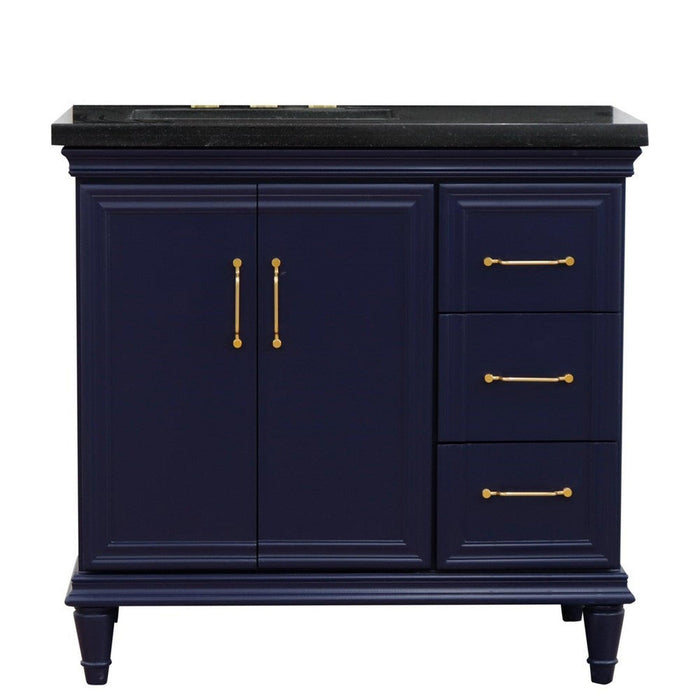 Bellaterra Home Forli 37" 2-Door 3-Drawer Blue Freestanding Vanity Set - Luxe Vanity & Tub