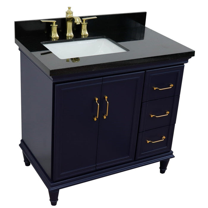 Bellaterra Home Forli 37" 2-Door 3-Drawer Blue Freestanding Vanity Set - Luxe Vanity & Tub