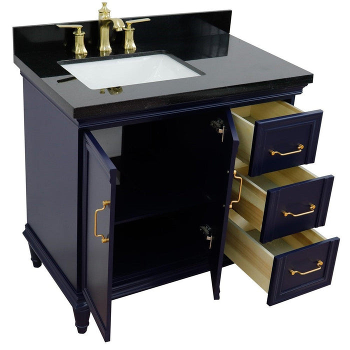 Bellaterra Home Forli 37" 2-Door 3-Drawer Blue Freestanding Vanity Set - Luxe Vanity & Tub