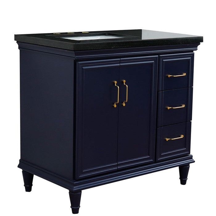 Bellaterra Home Forli 37" 2-Door 3-Drawer Blue Freestanding Vanity Set - Luxe Vanity & Tub