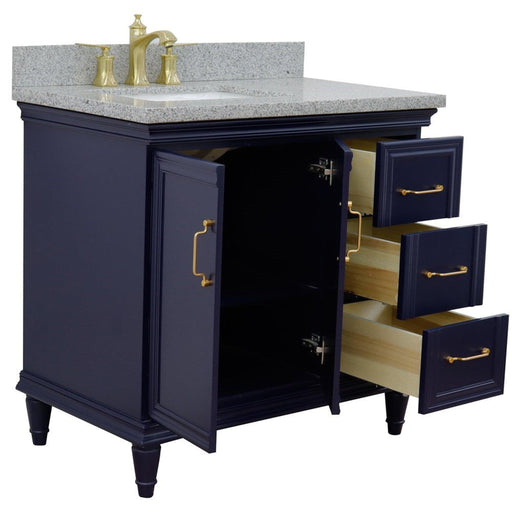 Bellaterra Home Forli 37" 2-Door 3-Drawer Blue Freestanding Vanity Set - Luxe Vanity & Tub