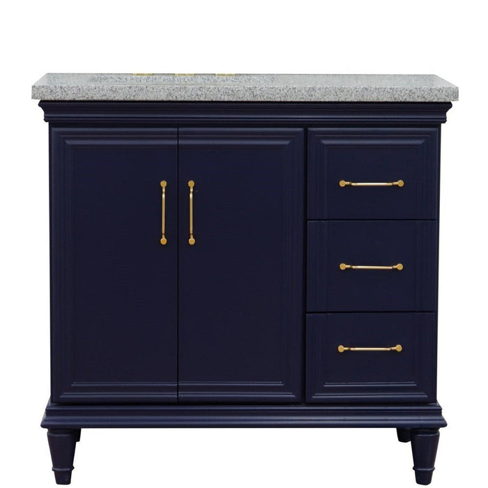 Bellaterra Home Forli 37" 2-Door 3-Drawer Blue Freestanding Vanity Set - Luxe Vanity & Tub