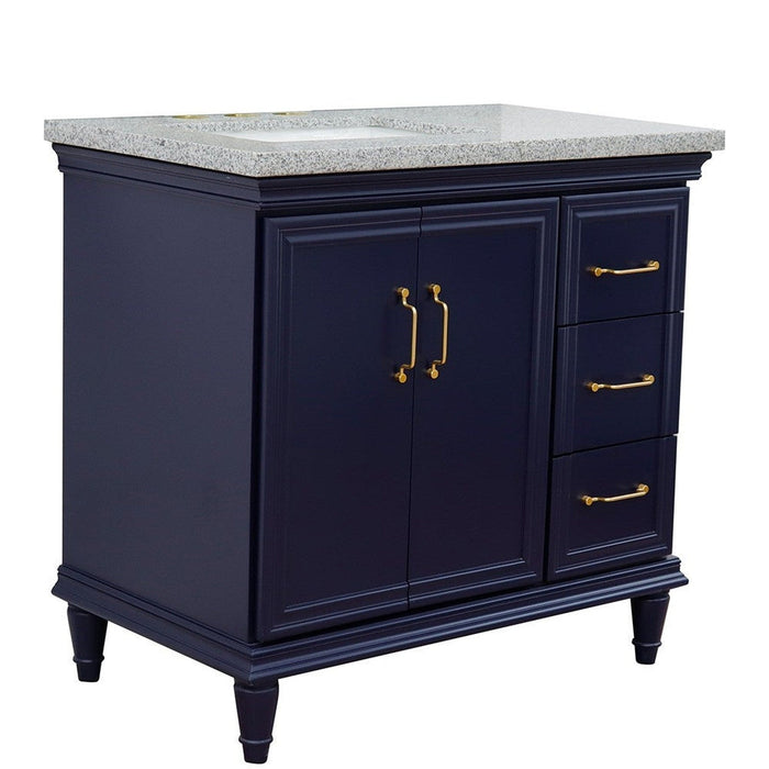 Bellaterra Home Forli 37" 2-Door 3-Drawer Blue Freestanding Vanity Set - Luxe Vanity & Tub