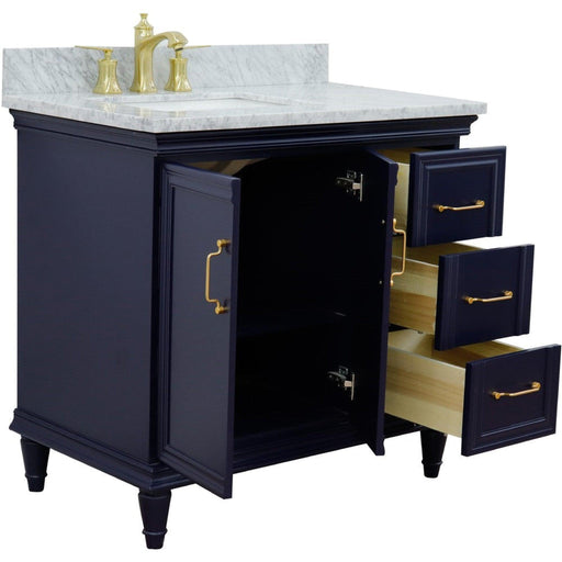 Bellaterra Home Forli 37" 2-Door 3-Drawer Blue Freestanding Vanity Set - Luxe Vanity & Tub