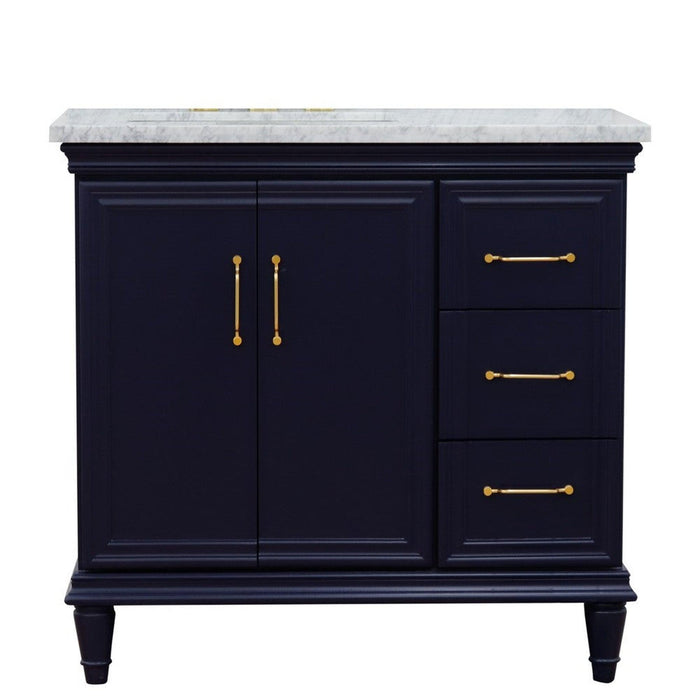 Bellaterra Home Forli 37" 2-Door 3-Drawer Blue Freestanding Vanity Set - Luxe Vanity & Tub