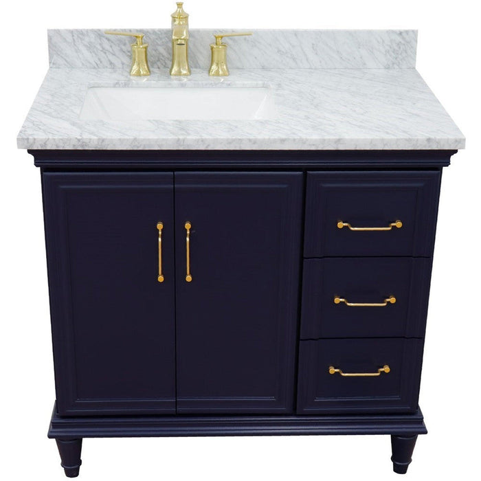 Bellaterra Home Forli 37" 2-Door 3-Drawer Blue Freestanding Vanity Set - Luxe Vanity & Tub