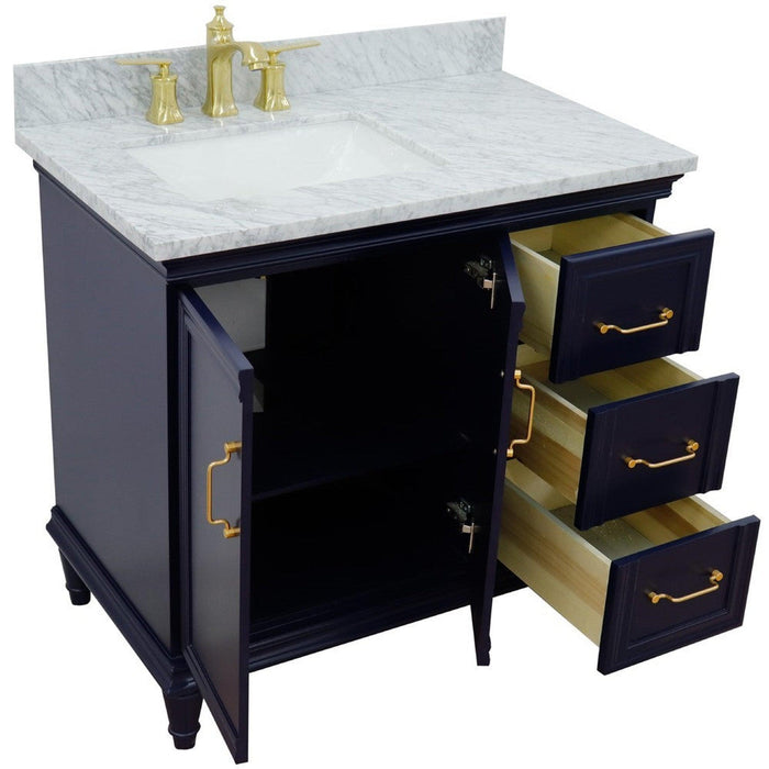 Bellaterra Home Forli 37" 2-Door 3-Drawer Blue Freestanding Vanity Set - Luxe Vanity & Tub