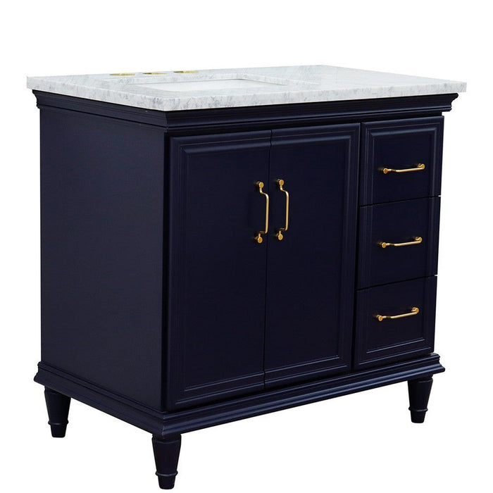 Bellaterra Home Forli 37" 2-Door 3-Drawer Blue Freestanding Vanity Set - Luxe Vanity & Tub