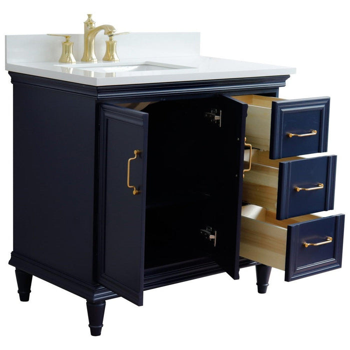 Bellaterra Home Forli 37" 2-Door 3-Drawer Blue Freestanding Vanity Set - Luxe Vanity & Tub