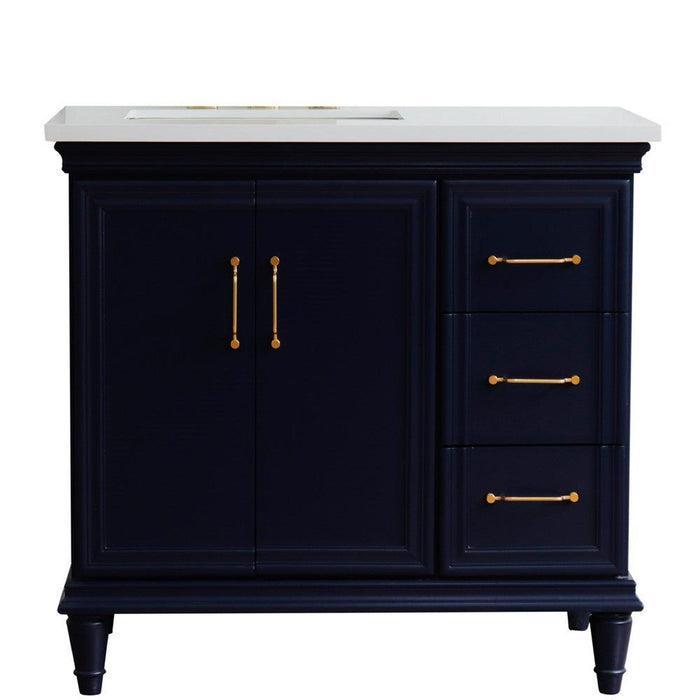 Bellaterra Home Forli 37" 2-Door 3-Drawer Blue Freestanding Vanity Set - Luxe Vanity & Tub