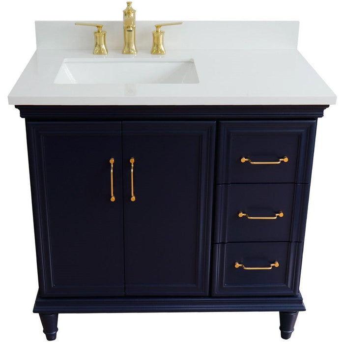 Bellaterra Home Forli 37" 2-Door 3-Drawer Blue Freestanding Vanity Set - Luxe Vanity & Tub