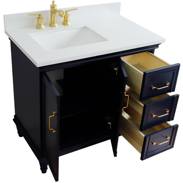 Bellaterra Home Forli 37" 2-Door 3-Drawer Blue Freestanding Vanity Set - Luxe Vanity & Tub