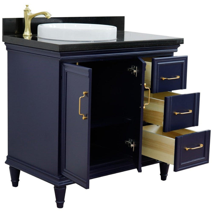 Bellaterra Home Forli 37" 2-Door 3-Drawer Blue Freestanding Vanity Set - Luxe Vanity & Tub