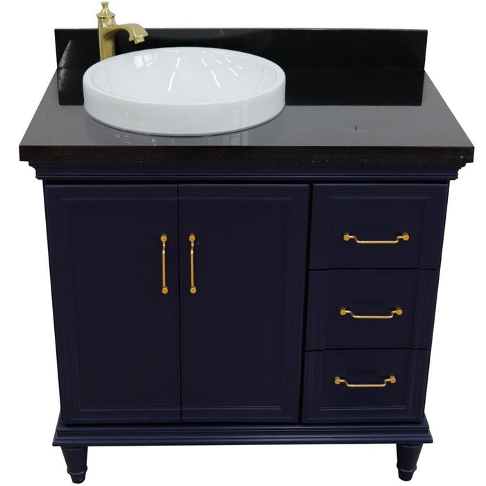 Bellaterra Home Forli 37" 2-Door 3-Drawer Blue Freestanding Vanity Set - Luxe Vanity & Tub