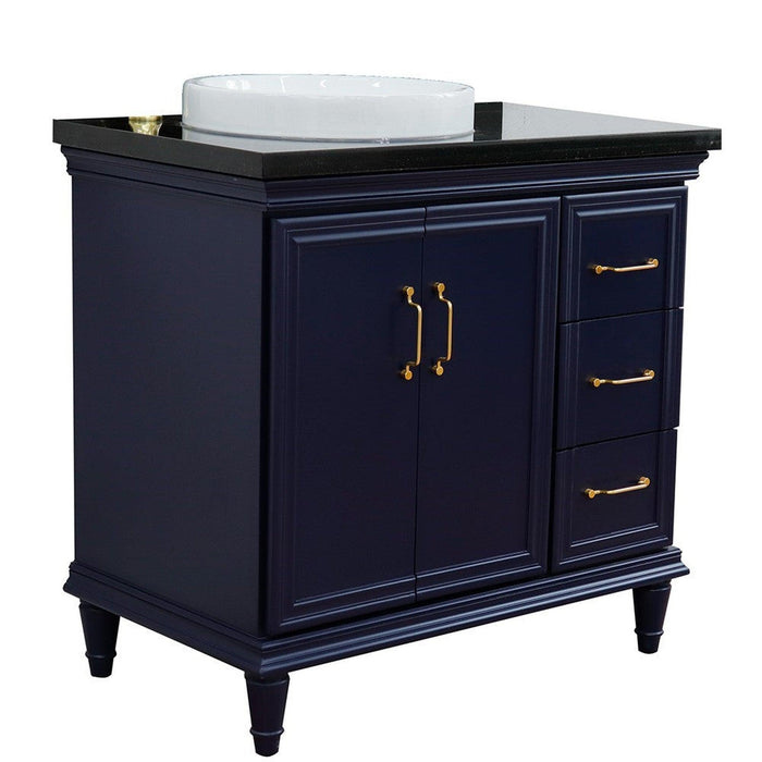 Bellaterra Home Forli 37" 2-Door 3-Drawer Blue Freestanding Vanity Set - Luxe Vanity & Tub