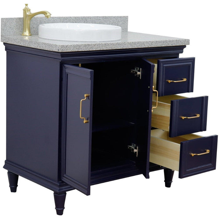 Bellaterra Home Forli 37" 2-Door 3-Drawer Blue Freestanding Vanity Set - Luxe Vanity & Tub