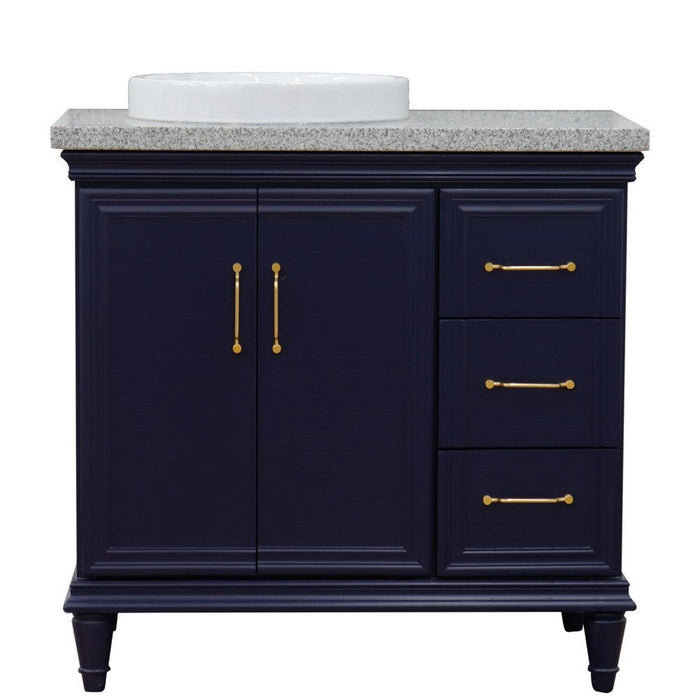 Bellaterra Home Forli 37" 2-Door 3-Drawer Blue Freestanding Vanity Set - Luxe Vanity & Tub