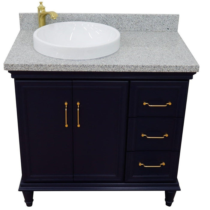 Bellaterra Home Forli 37" 2-Door 3-Drawer Blue Freestanding Vanity Set - Luxe Vanity & Tub