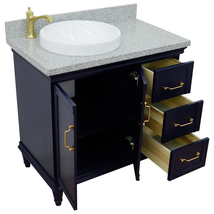 Bellaterra Home Forli 37" 2-Door 3-Drawer Blue Freestanding Vanity Set - Luxe Vanity & Tub