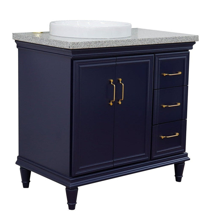 Bellaterra Home Forli 37" 2-Door 3-Drawer Blue Freestanding Vanity Set - Luxe Vanity & Tub