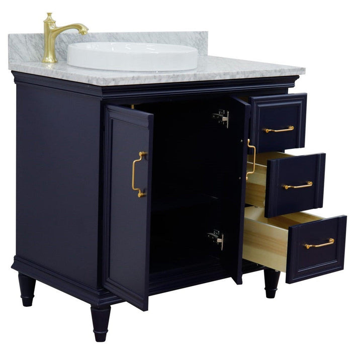 Bellaterra Home Forli 37" 2-Door 3-Drawer Blue Freestanding Vanity Set - Luxe Vanity & Tub