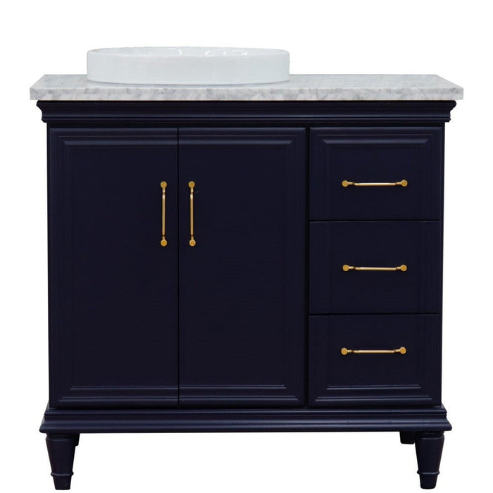 Bellaterra Home Forli 37" 2-Door 3-Drawer Blue Freestanding Vanity Set - Luxe Vanity & Tub