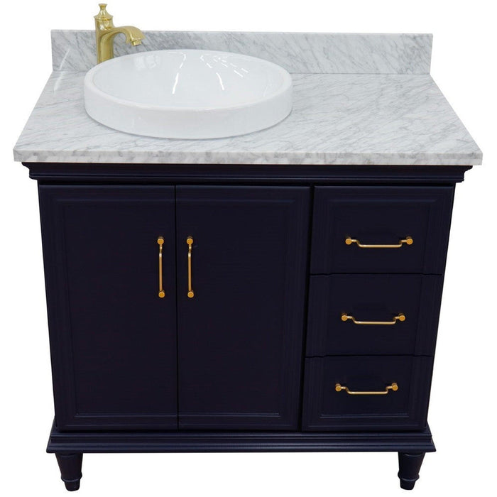 Bellaterra Home Forli 37" 2-Door 3-Drawer Blue Freestanding Vanity Set - Luxe Vanity & Tub