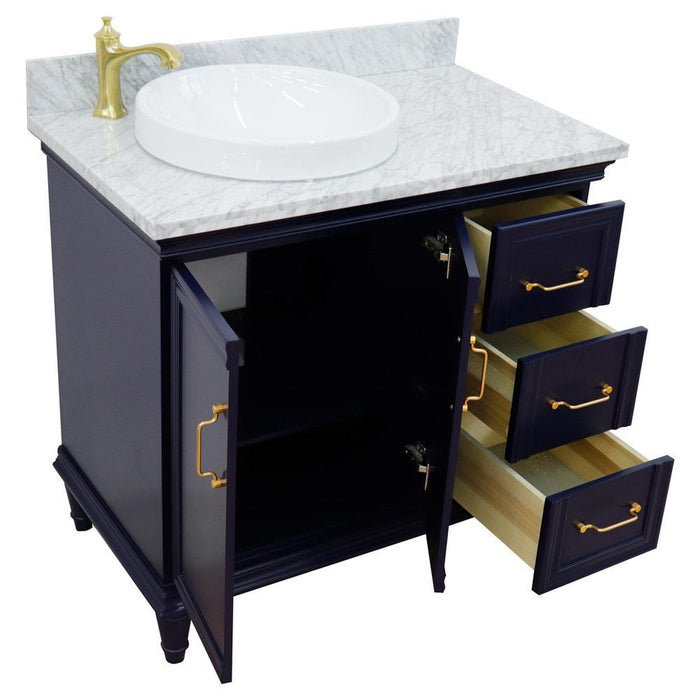 Bellaterra Home Forli 37" 2-Door 3-Drawer Blue Freestanding Vanity Set - Luxe Vanity & Tub