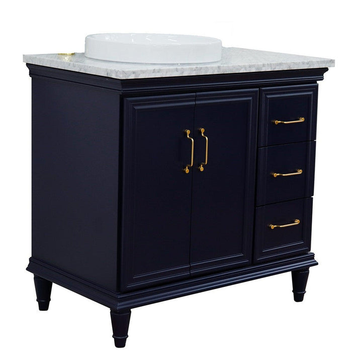 Bellaterra Home Forli 37" 2-Door 3-Drawer Blue Freestanding Vanity Set - Luxe Vanity & Tub