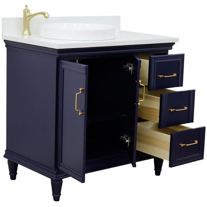 Bellaterra Home Forli 37" 2-Door 3-Drawer Blue Freestanding Vanity Set - Luxe Vanity & Tub