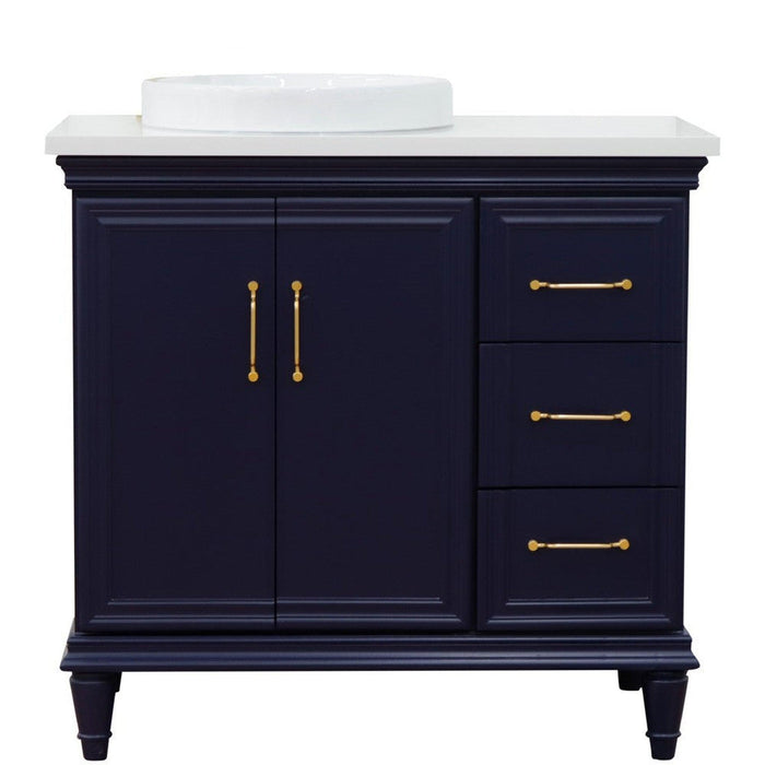 Bellaterra Home Forli 37" 2-Door 3-Drawer Blue Freestanding Vanity Set - Luxe Vanity & Tub