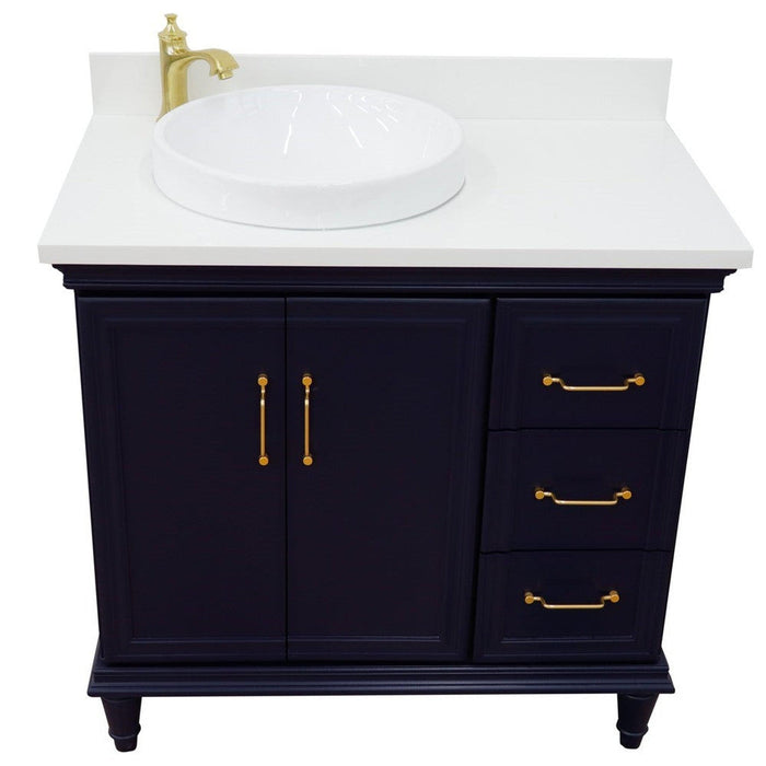 Bellaterra Home Forli 37" 2-Door 3-Drawer Blue Freestanding Vanity Set - Luxe Vanity & Tub