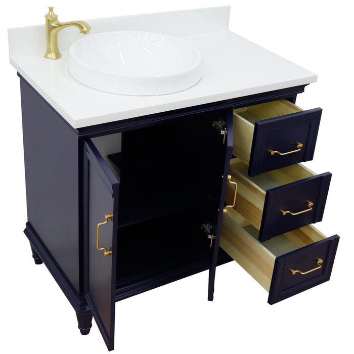 Bellaterra Home Forli 37" 2-Door 3-Drawer Blue Freestanding Vanity Set - Luxe Vanity & Tub