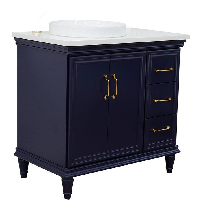 Bellaterra Home Forli 37" 2-Door 3-Drawer Blue Freestanding Vanity Set - Luxe Vanity & Tub