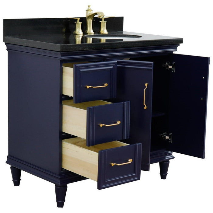 Bellaterra Home Forli 37" 2-Door 3-Drawer Blue Freestanding Vanity Set - Luxe Vanity & Tub