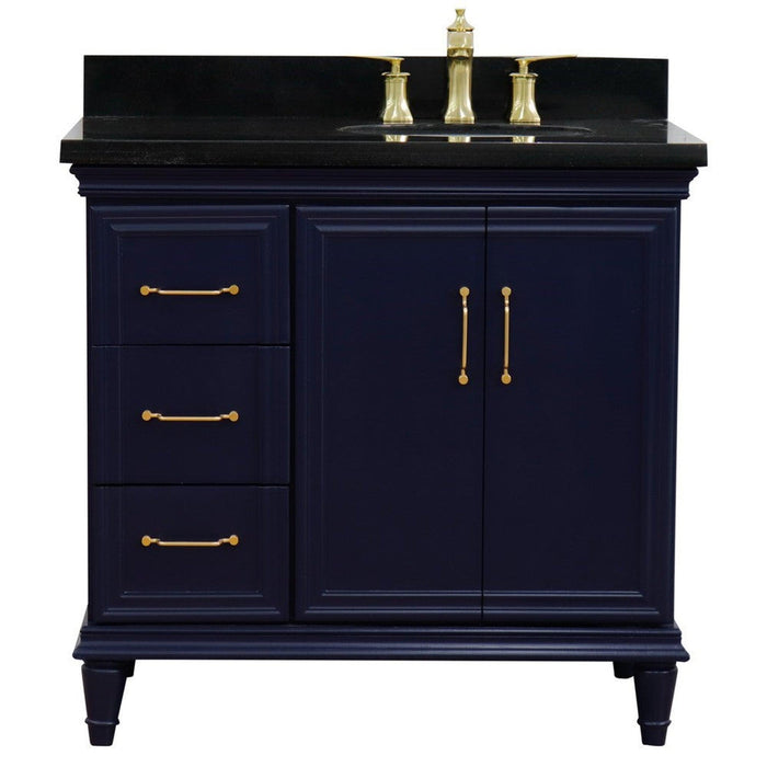 Bellaterra Home Forli 37" 2-Door 3-Drawer Blue Freestanding Vanity Set - Luxe Vanity & Tub