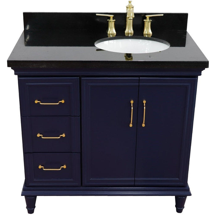 Bellaterra Home Forli 37" 2-Door 3-Drawer Blue Freestanding Vanity Set - Luxe Vanity & Tub