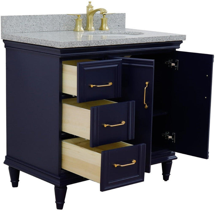 Bellaterra Home Forli 37" 2-Door 3-Drawer Blue Freestanding Vanity Set - Luxe Vanity & Tub