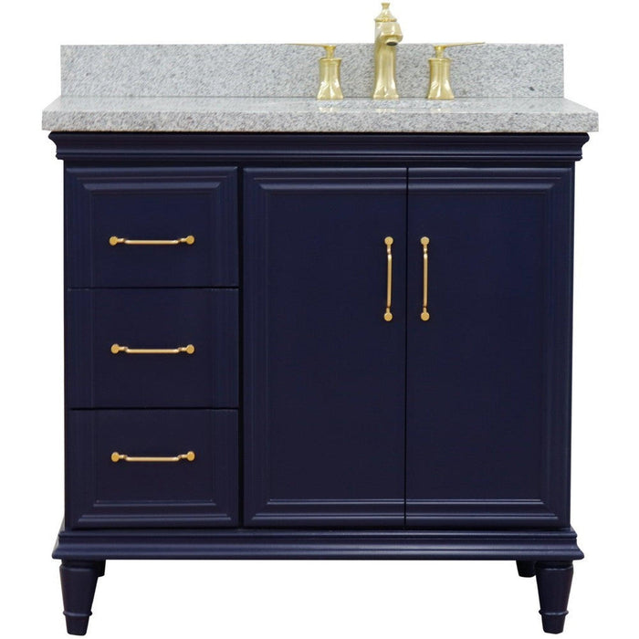 Bellaterra Home Forli 37" 2-Door 3-Drawer Blue Freestanding Vanity Set - Luxe Vanity & Tub