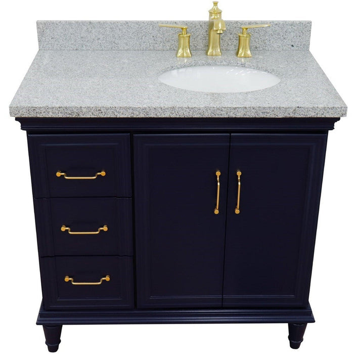 Bellaterra Home Forli 37" 2-Door 3-Drawer Blue Freestanding Vanity Set - Luxe Vanity & Tub