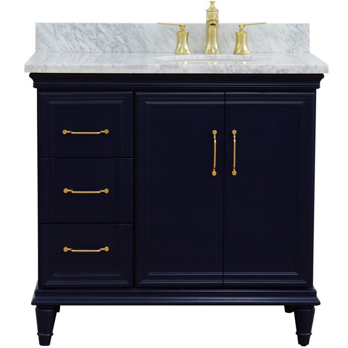 Bellaterra Home Forli 37" 2-Door 3-Drawer Blue Freestanding Vanity Set - Luxe Vanity & Tub