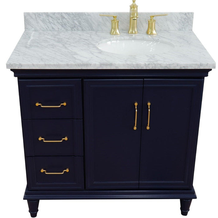 Bellaterra Home Forli 37" 2-Door 3-Drawer Blue Freestanding Vanity Set - Luxe Vanity & Tub