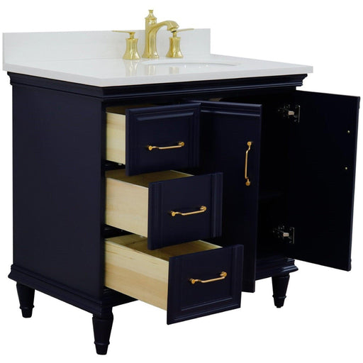 Bellaterra Home Forli 37" 2-Door 3-Drawer Blue Freestanding Vanity Set - Luxe Vanity & Tub